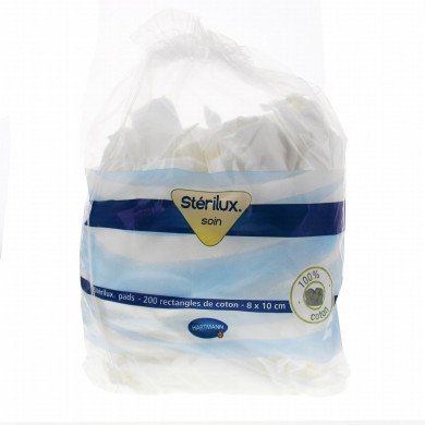Stérilux Pads - Sachet de 200 rectangles coton 8x10 cm