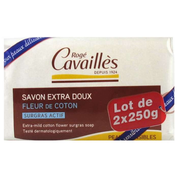 Rogé Cavaillès Savon Extra Doux Fleur de Coton Lot de 2 x 250 g