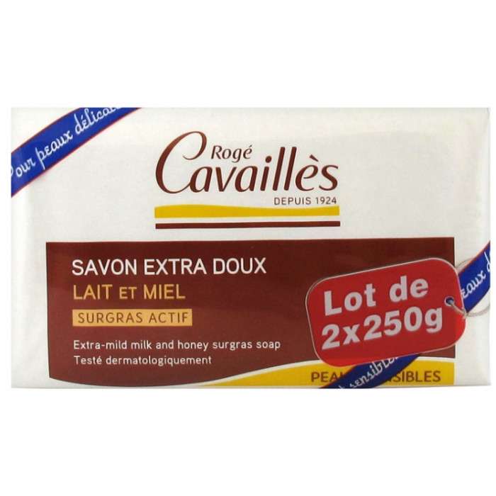 Rogé Cavaillès Savon Extra Doux Lait et Miel Lot de 2 x 250 g