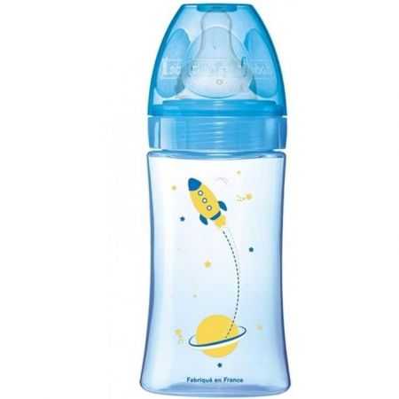 DODIE BIBERON ANTI COLIQUE TETINE RONDE 3 VITESSES + 270ML BLEU 0-6 M 