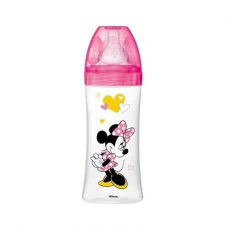 DODIE BIBERON ANTI COLIQUE TETINE RONDE 3 VITESSES+ 330ML MINNIE ROSE +6 M 
