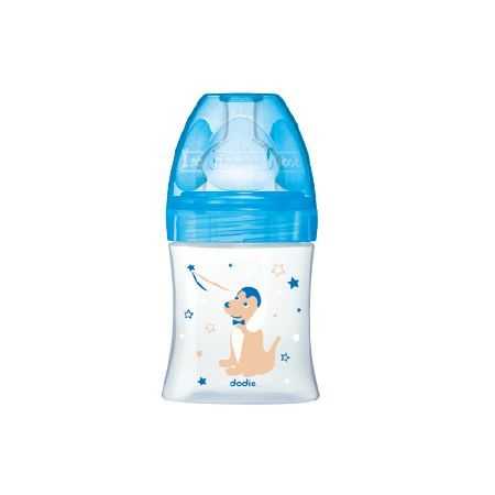 DODIE BIBERON SENSATION+ 150ML BLEU OURSON 0-6 M TETINE PLATE D1