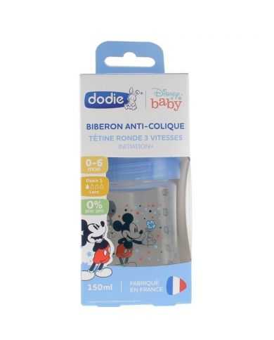 DODIE BIBERON ANTI COLIQUE TETINE RONDE 3 VITESSES 0-6 MOIS 150 ML MICKEY MOUSSE