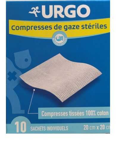 URGO COMPRESSES DE GAZ STERILES 20 CM x 20 CM