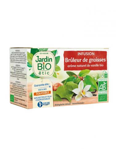 JARDIN BIO INFUSION BRULEUR DE GRAISSES AROME NATUREL DE VANILLE BIO 20 SACHETS