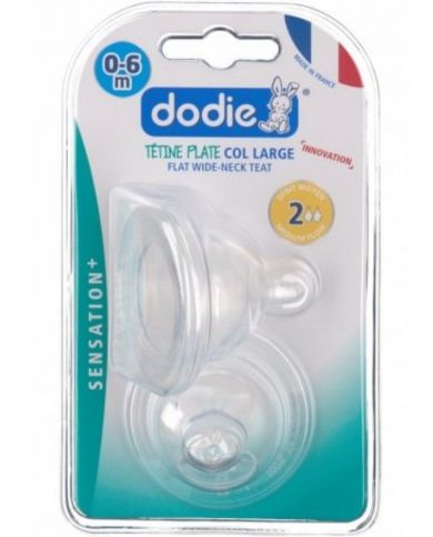 DODIE SENSATION + TETINES PLATE COL LARGE DEBIT 2 0-6 MOIS 2 PIECES