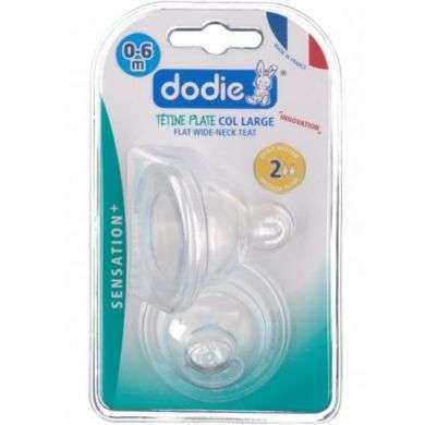 Dodie Sensation + Tétines Plate Col Large Débit 2 0-6m 2 Pièces