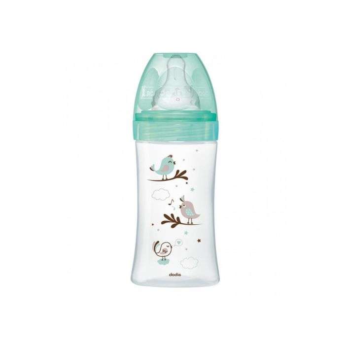 DODIE BIB INI+ VERRE 270ML VERT OISEAUX 0-6 M TET RONDE 3 VIT D2