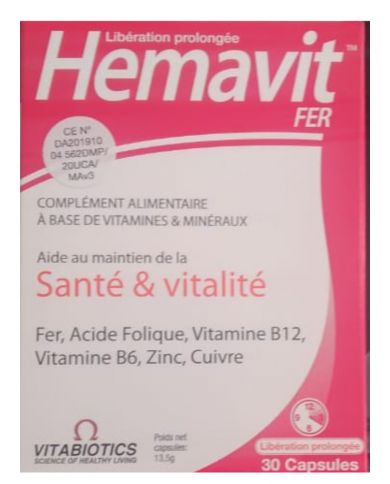 VITABIOTICS Hemavit Fer Santé et Vitalité 30 capsules