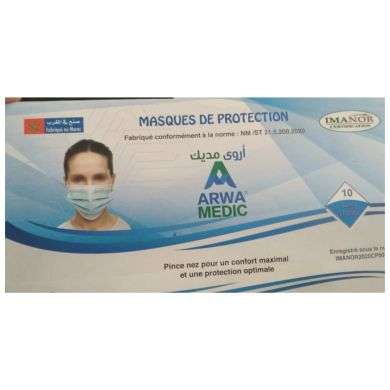 ARWAMEDIC masque protection 10 unites