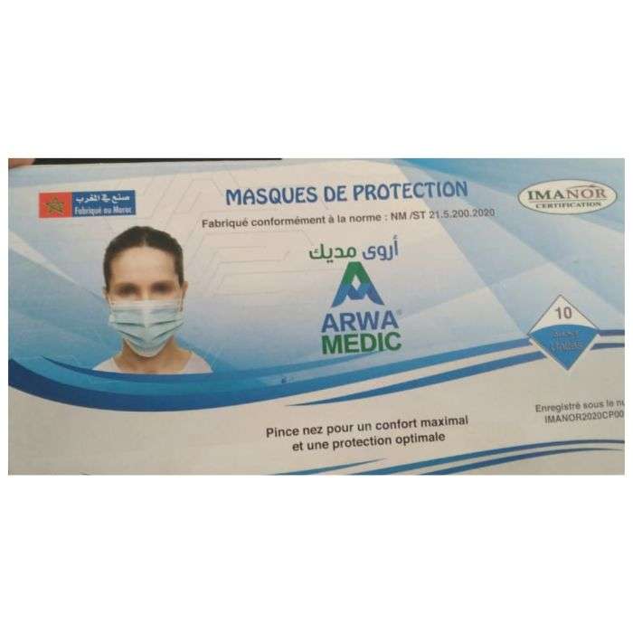 ARWAMEDIC masque protection 10 unites