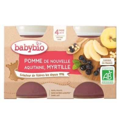 BABYBIO Petits Pots Pomme/Myrtille Bio2x130g
