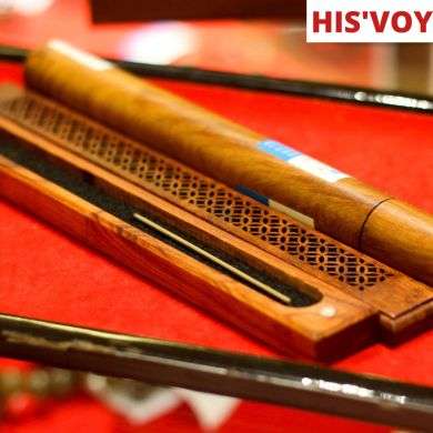 HIS'VOY Oud-Bâtonnets d'encens à l’Oud naturelsdans leur étuis en bois +brûleur d'encens en boi