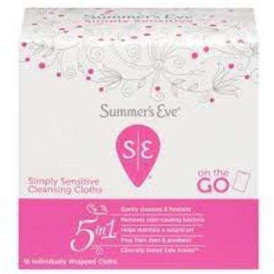 Summer's Eve simply sensitive cleansing cloths for sensitive skin 5in1Summer's Eve simply sensitive cleansing cloths for sensiti