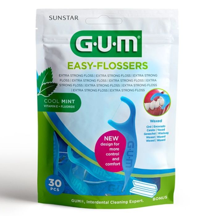 GUM Easy Flossers Ciré Mentholé /20 (Cure dent + Fil Prèt à l'emploi)- REF 890