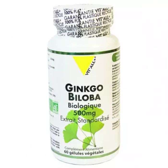 VIT'ALL+ Ginkgo biloba biologique 500mg 60capsules 