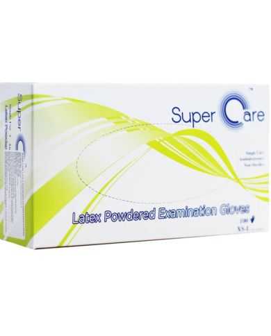 SUPERCARE LATEX POWDERED EXAMINATION GLOVES 100 UNITES SMALL