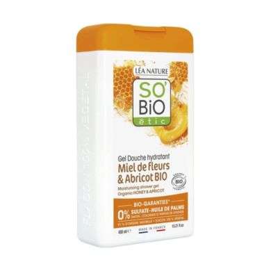SOBIO ETIC Gel Douche Hydratant au Miel de Fleurs et Abricots BioLe flacon de 450 mL
