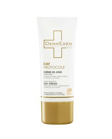 DERMEDEN DAY PROTOCOLE CREME DE JOUR ANTI AGE PEAUX MIXTE A GRASSES SPF50 50 ML