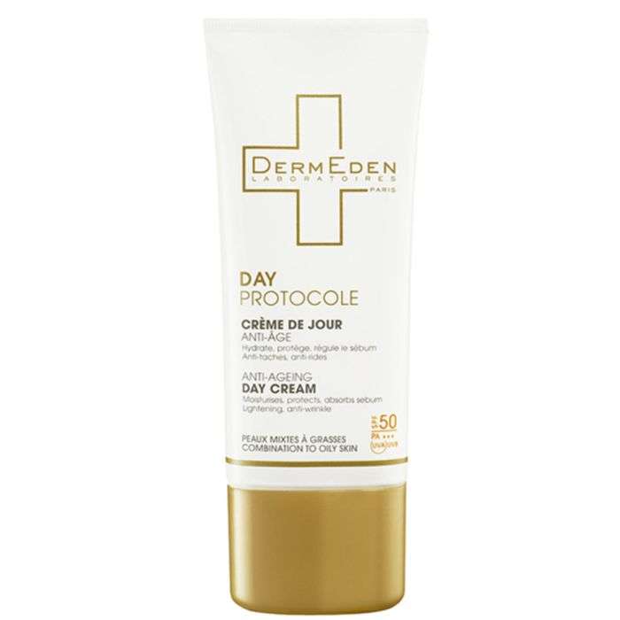 Dermeden - DAY PROTOCOLE - Crème de Jour Anti-Âge Peaux Mixtes à Grasses SPF50, 50ml