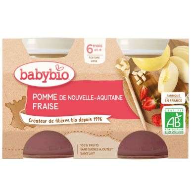 BABYBIO Pomme de nouvelle-aquitaine fraise 6 mois