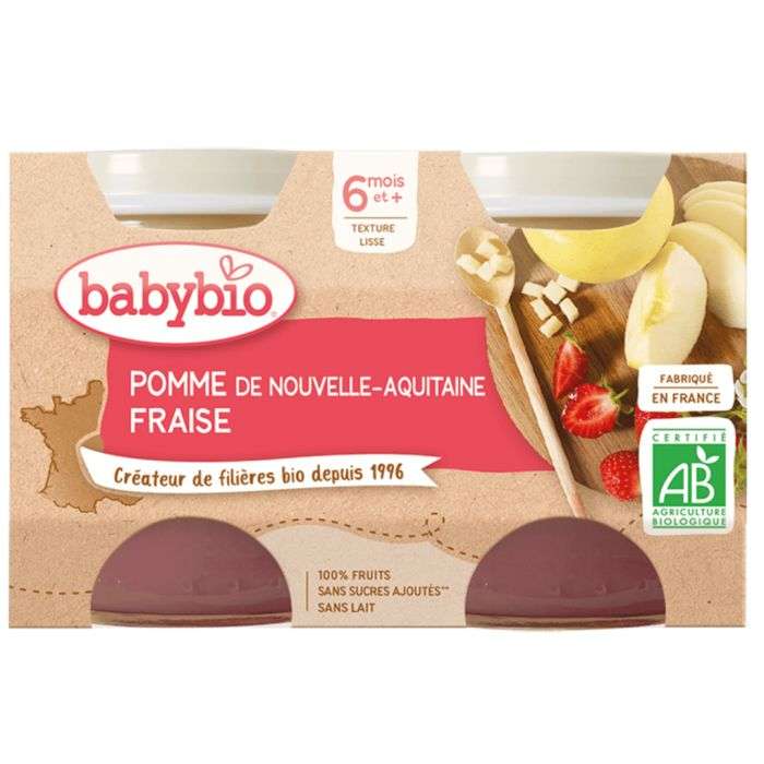 BABYBIO Pomme de nouvelle-aquitaine fraise 6 mois