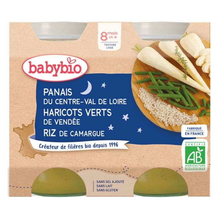 BABYBIO Panais haricot verts et Riz 8mois+