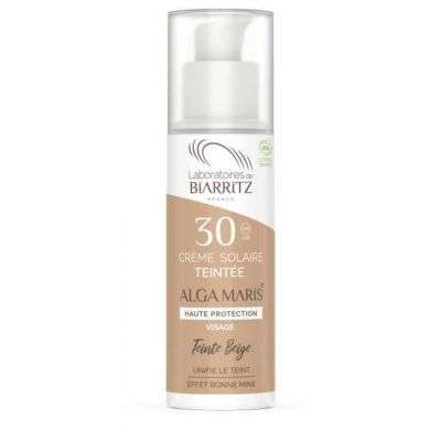 BIARRITZ ALGAMARIS Crème solaire Visage SPF30 TEINTEE BEIGE certifiée Bio