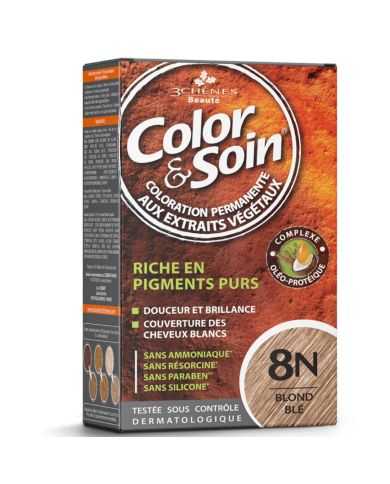 3 CHENES COLOR ET SOIN COLORATION PERMANENTE 8N BLOND BLE 135 ML