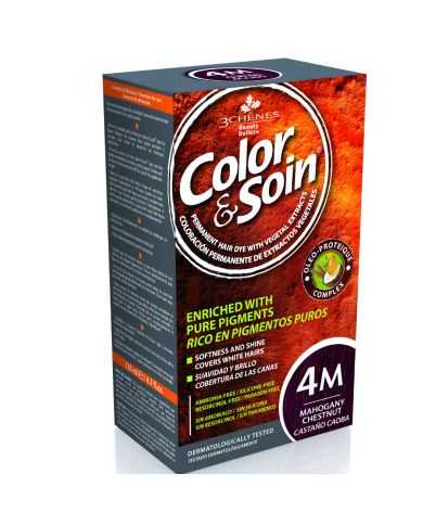 3 CHENES COLOR ET SOIN COLORATION PERMANENTE 4M CHATAIN ACAJOU 135 ML