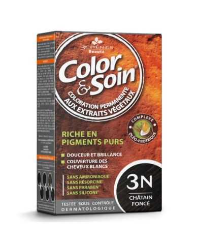 3 CHENES COLOR ET SOIN COLORATION PERMANENTE 3N CHATAIN FONCE 135 ML