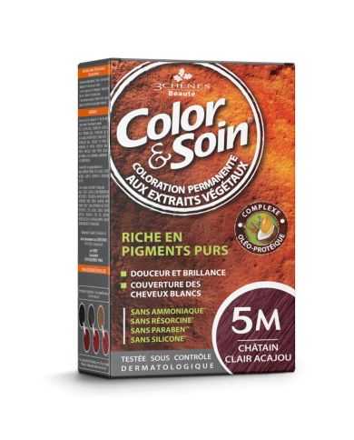 3 CHENES COLOR ET SOIN COLORATION PERMANENTE 5M CHATAIN CLAIR ACAJOU 135 ML