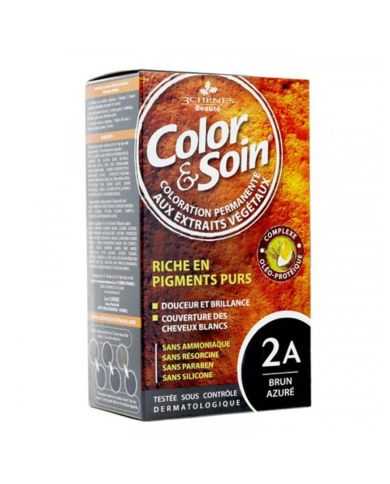 3 CHENES COLOR ET SOIN COLORATION PERMANENTE 2A BRUN AZURE 135 ML