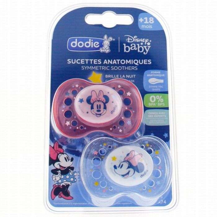 DODIE Sucettes Anatomiques Symmetric Brille la Nuit + 18 mois