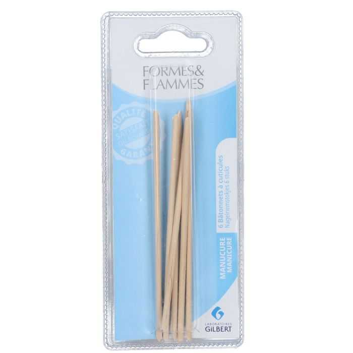 FORMES ET FLAMMES REPOUSSE-PEAUX BATONNETS MANUCURE ETUI DE 6