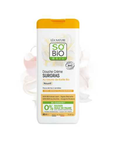 SO BIO DOUCHE CREME SURGAS AU BEURRE DE KARITE BIO NOURRIT 650 ML