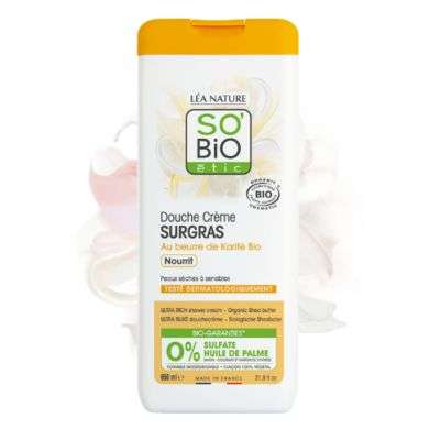 SO BiO DOUCHE CREME SURGAS AU BEURRE DE KARITE BIO NOURRIT 650 ml