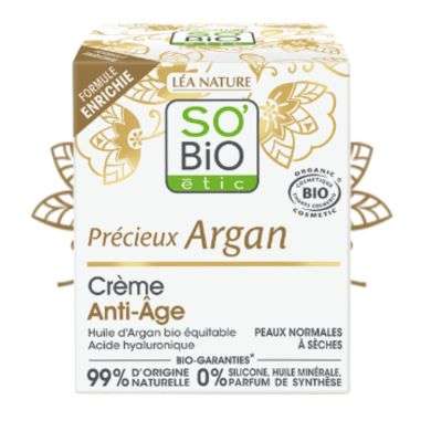 SO BIO CREME ANTI-AGE "Précieux Argan" - PEAUX NORMALES A SECHES