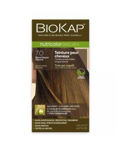 BIOKAP NUTRICOLOR DELICATO TEINTURE 7.0 BLOND MOYEN NATUREL