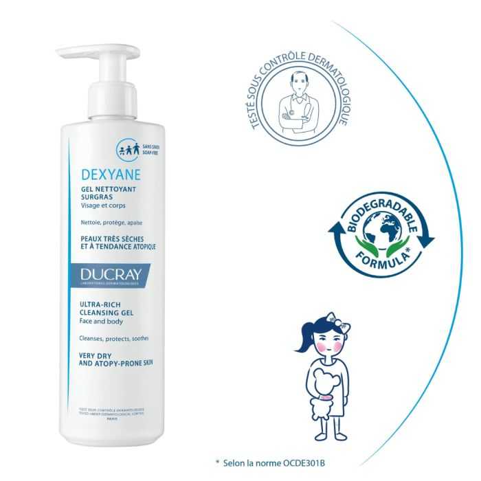 DUCRAY DEXYANE GEL NETTOYANT SURGRAS 400ML