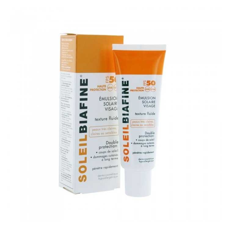 BIAFINE SOLEIL BIAFINE EMULSION SOLAIRE VISAGE FPS 50+ TEXTURE FLUIDE PEAUX TRES CLAIRES OU SENSIBLES