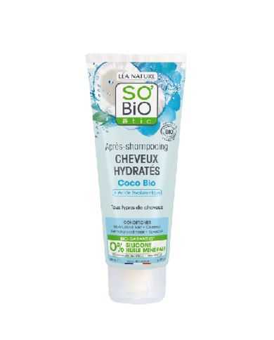 SO BIO APRES SHAMPOOING CHEVEUX HYDRATES COCO BIO ET ACIDE HYALURONIQUE 200ML