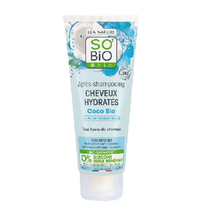 SO BIO APRES SHAMPOOING CHEVEUX HYDRATES COCO BIO ET ACIDE HYALURONIQUE 200ML