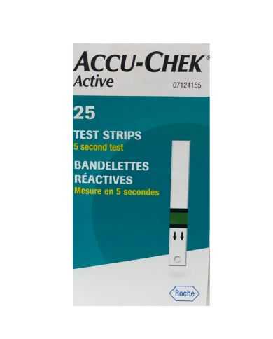 ACCU CHEK ACTIVE TEST RAPIDE GLYCEMIE 25 BANDELETTES REACTIVES