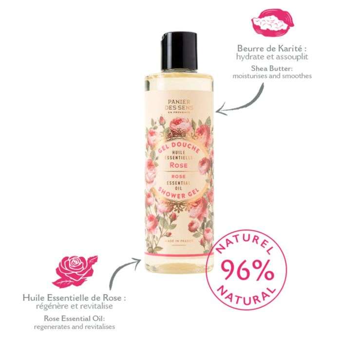 PANIER DES SENS GEL DOUCHE HUILE ESSENTIELLE ROSE 250 ML