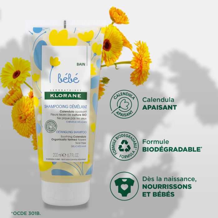 KLORANE BEBE SHAMPOING DEMELANT AU CALENDULA200 ml