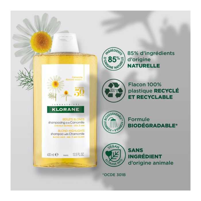 KLORANE Shampooing à la Camomille Blondissant et Illuminateur - 200 ml