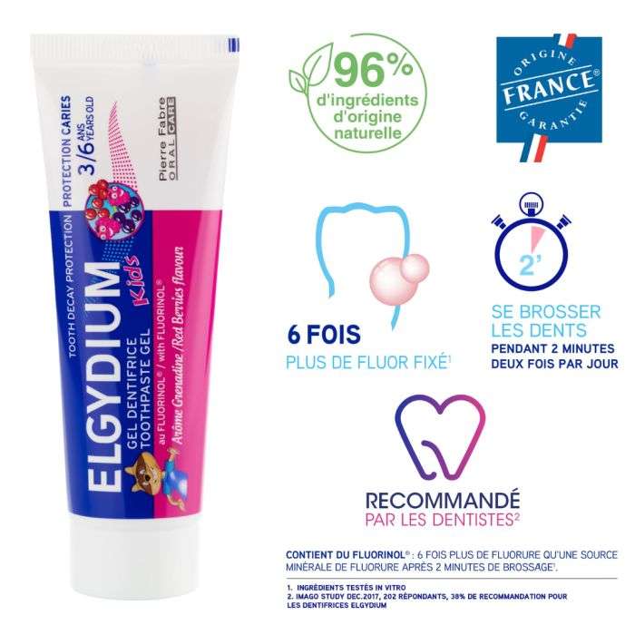 ELGYDIUM DENTIFRICE ENFANTS GRENADINE 3-6 ANS 50 ML