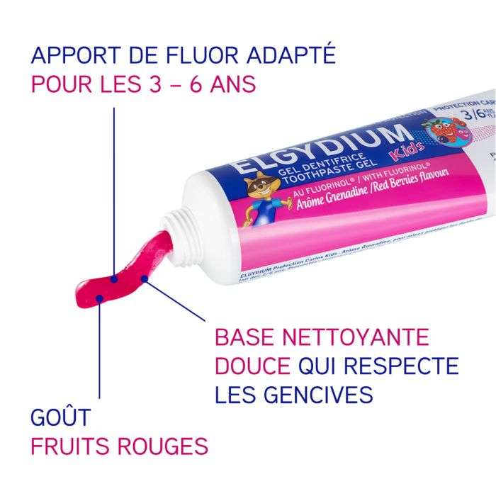 ELGYDIUM DENTIFRICE ENFANTS GRENADINE 3-6 ANS 50 ML