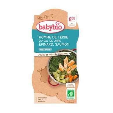 BABYBIO POMME DE TERRE EPINARD SAUMON 8MOIS + PACK DE 2